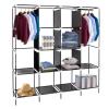 67" Portable Wardrobe Closet, Wardrobe Closet for Hanging Clothes with 2 Hanging Rods, 12 Clothes Storage Organizer Shelves, Non-Woven Fabric Wardrobe, Easy to Assemble (66.4" x 17.8" x 66.8", Black) view 4