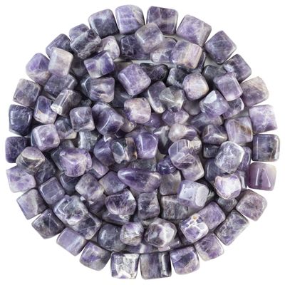 Crocon 1LB Amethyst Tumbled Stones and Crystals Bulk 2000+ carats, Polished Stones Rock Collection vase Filler tumbles Crystals Healing Reiki Gemstone Gifts, Fountain tumbles Size 20 mm