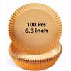 100 Pcs Air Fryer paper Liners - 6.3 Inch Air Fryer Disposable Paper Liner, Non-Stick Air Fryer Disposable Liners, Food-Grade Air Fryer Liners Disposable, Water and Oil Proof, (Brown) view 1