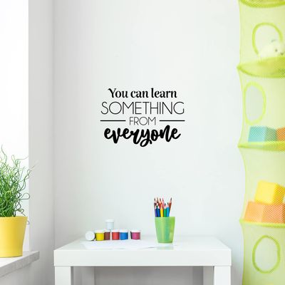 Vinyl Wall Art Decal - You Can Learn Something from Everyone - 17" x 24.5" - Modern Inspirational Educational Quote Sticker for Home School Office Kids Room Teen Bedroom Classroom Decor (Black)