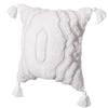16" Handwoven Cotton Throw Pillow Cover with White Ikat Pattern and Tassel Corners, White view 1
