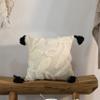 16" Handwoven Cotton Throw Pillow Cover with White Tufted Stem Pattern and Black Tassel Corners with Filler, White view 2