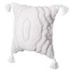 16" Handwoven Cotton Throw Pillow Cover with White Ikat Pattern and Tassel Corners with Filler, White view 1