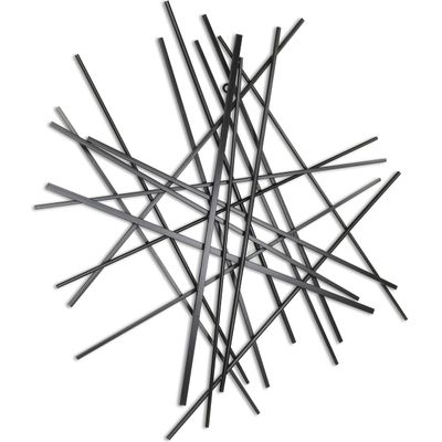 Cheung's Avalon Abstract Metal Wall Art - Handcrafted Modern 35" Black Sculpture for Living Room
