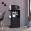 Clip Kitchen Cart with Spacious Countertop, Single-Door Storage Cabinet, Additional Rack Shelf and Smooth-Rolling Four Casters for Mobile Organization, Microwave Support and Versatile Everyday Kitche view 2