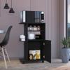 Clip Kitchen Cart with Spacious Countertop, Single-Door Storage Cabinet, Additional Rack Shelf and Smooth-Rolling Four Casters for Mobile Organization, Microwave Support and Versatile Everyday Kitche view 4