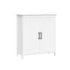 RiverRidge Monroe Two-Door Floor Storage Cabinet - Bathroom Storage Cabinet with Adjustable Shelves - Soft-Close Doors White Finish with Matte Black Handles view 1