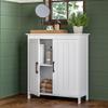 RiverRidge Monroe Two-Door Floor Storage Cabinet - Bathroom Storage Cabinet with Adjustable Shelves - Soft-Close Doors White Finish with Matte Black Handles view 2