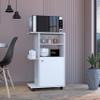 Clip Kitchen Cart with Spacious Countertop, Single-Door Storage Cabinet, Additional Rack Shelf and Smooth-Rolling Four Casters for Mobile Organization, Microwave Support and Versatile Everyday Kitche view 2