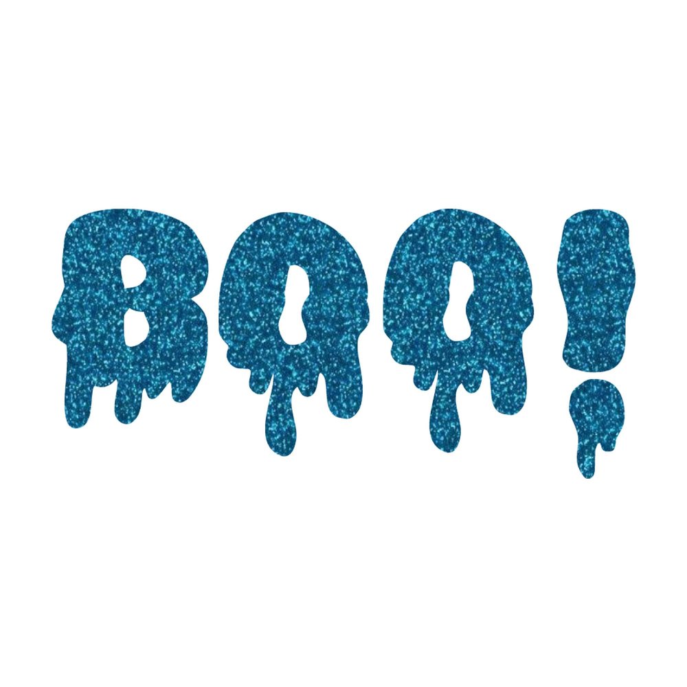 Halloween Boo Iron On Transfer Shirt Decal, Blue Glitter