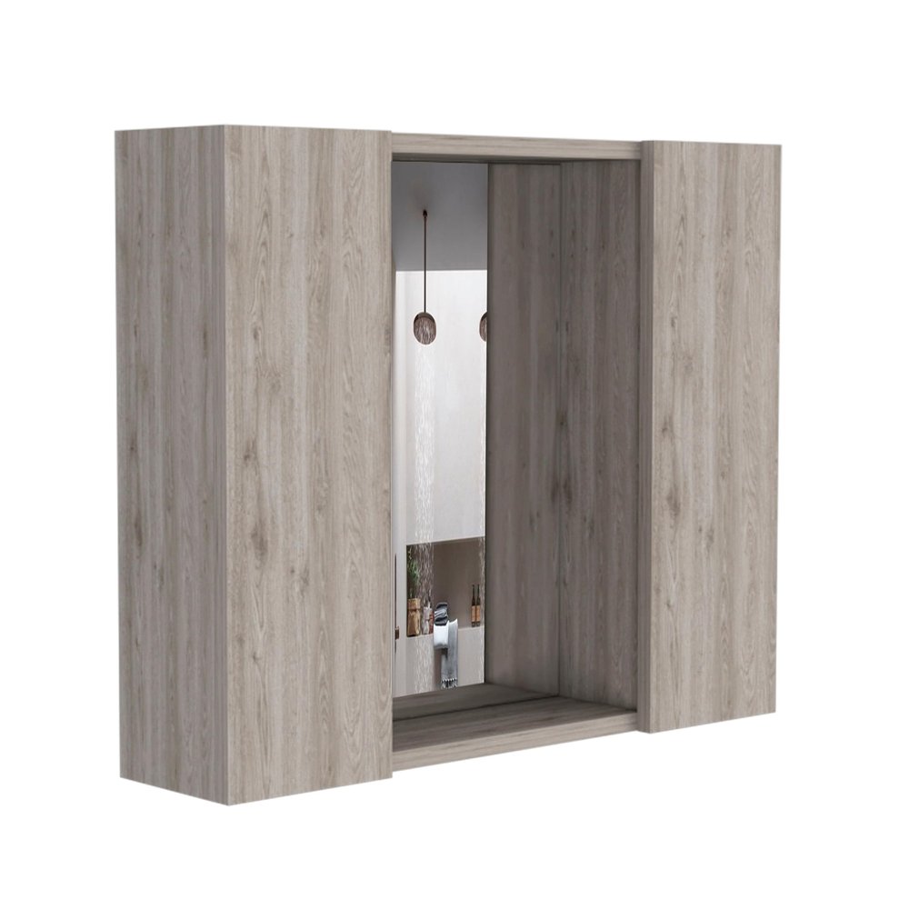 Tuhome Artemisa Medicine Cabinet with Integrated Mirror, Six Interior Storage Shelves, Secure Double-Door Design, Space-Saving Wall Cabinet for Organized Bathrooms and Daily Essentials, Modern Functi