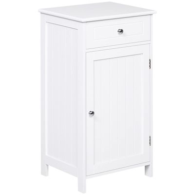 kleankin Bathroom Cabinet with 1 Drawer 1 Door and Adjustable Shelf Interior Organization and Storage Auxiliary Furniture for Living Room Kitchen Anti-roll 43x34x77cm White