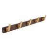 SARIHOSY Wall Mounted Coat Rack, Entryway Hanging Coat Rack, Metal Wood Coat Rail with 5 Rustic Hooks Rail for Coat, Scarf, Bag, Towel, Key, Cap, Hat, Walnut Gold Matt view 1