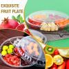 10 Pcs Round Plastic Appetizer Tray with Lid Divided Serving Tray Disposable Food Storage Trays Containers Plastic Tray Storage Snack Fruit Vegetable Trays for Party (Clear, 13.7 x 13.7 x 2 Inch) view 2