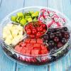 10 Pcs Round Plastic Appetizer Tray with Lid Divided Serving Tray Disposable Food Storage Trays Containers Plastic Tray Storage Snack Fruit Vegetable Trays for Party (Clear, 13.7 x 13.7 x 2 Inch) view 4