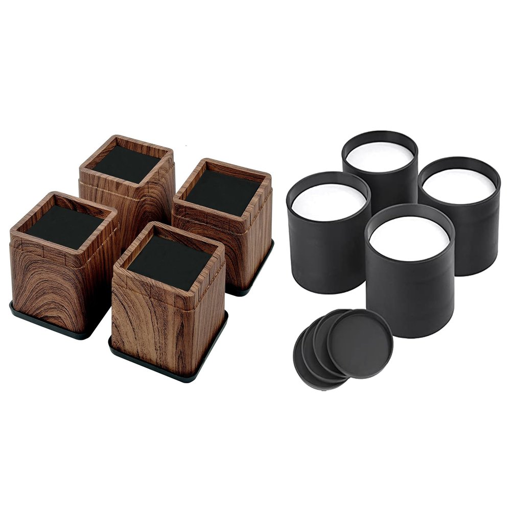 BTSD-home 8 Pack Bed Risers 4 Pcs 3 Inch Furniture Risers and 4 Pcs 2 Inch Round Table Risers