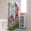 4th of July Shower Curtain Retro American Flag Sunflower Bike Patriotic Shower Curtains for Bathroom Decor Independence Day Daisy Bath Curtains Sets with Hooks Waterproof Stall Long Size 48"x72" view 4