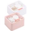 Tecbeauty 2pcs Qtips Holder - Middle Divider Cotton Pads Storage Dispenser Bathroom Organizer with Clear Hinged Lids for Cotton Balls Swabs Rounds-White & Pink view 1