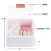 Tecbeauty 2pcs Qtips Holder - Middle Divider Cotton Pads Storage Dispenser Bathroom Organizer with Clear Hinged Lids for Cotton Balls Swabs Rounds-White & Pink view 3