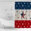 4th of July Shower Curtain American Flag Red Blue Stripes Patriotic Shower Curtains for Bathroom Decor Independence Day Patriotic Stars Bath Curtains Sets with Hooks Waterproof Extra Long 72" x 84" view 2