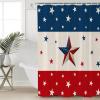 4th of July Shower Curtain American Flag Red Blue Stripes Patriotic Shower Curtains for Bathroom Decor Independence Day Patriotic Stars Bath Curtains Sets with Hooks Waterproof Extra Long 72" x 84" view 4
