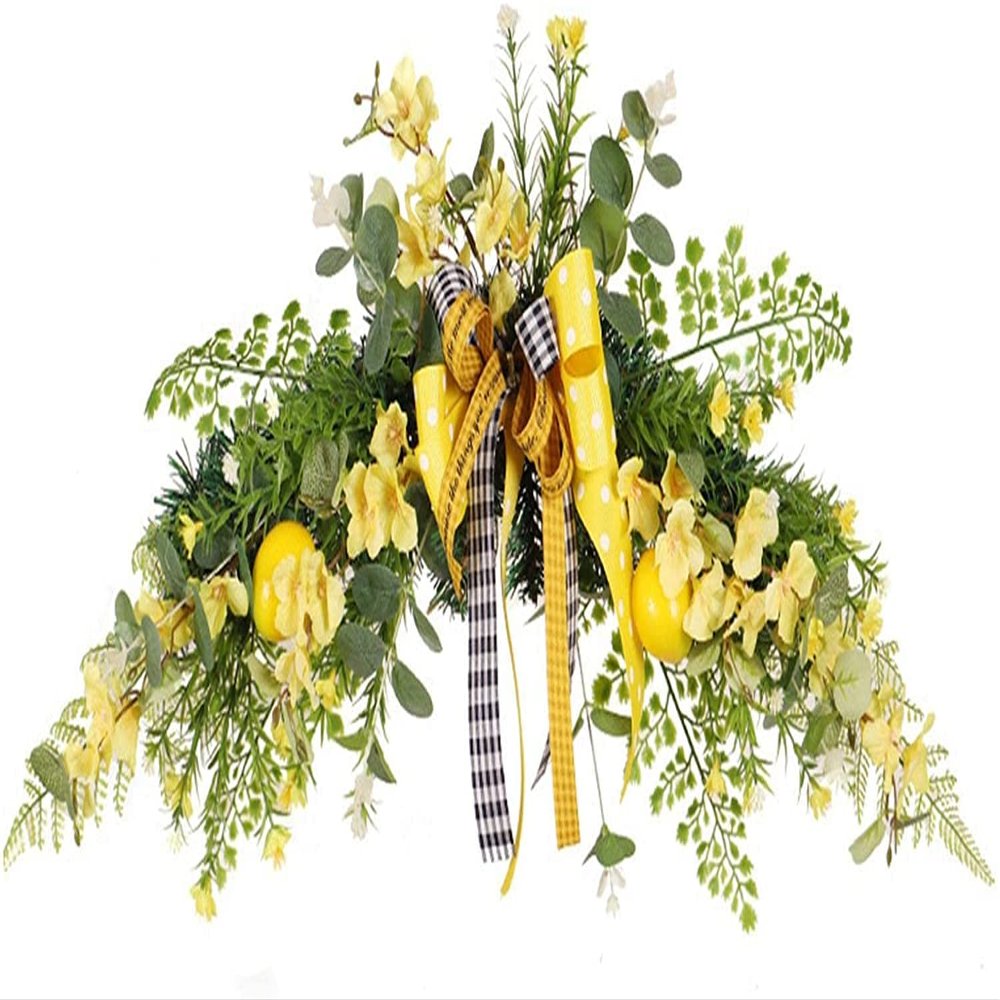 Artificial Lemon Garland Green Leaves Fruit Ornaments Fake Lemon Branch Hanging Lemon Garland for Wedding Home Wall Decoration - Door Head