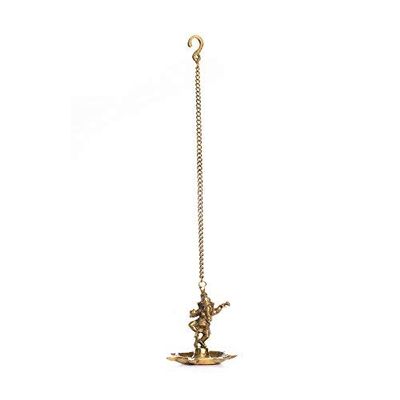 Frienemy Presents Dancing Ganesha Brass Hanging Oil Wick Diya (12 Cm X 12 Cm X 60, Brown and Golden) #Frienemy-587