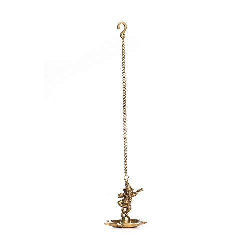 Frienemy Presents Dancing Ganesha Brass Hanging Oil Wick Diya (12 Cm X 12 Cm X 60, Brown and Golden) #Frienemy-587