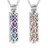 shajwo Cremation Jewelry Heart Vial Cylinder Urn Necklace for Ashes for Women Men Memorial Keepsake Locket Hollow Ashes Pendant,2PCS Rainbow/Rose Gold view 1