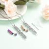 shajwo Cremation Jewelry Heart Vial Cylinder Urn Necklace for Ashes for Women Men Memorial Keepsake Locket Hollow Ashes Pendant,2PCS Rainbow/Rose Gold view 4