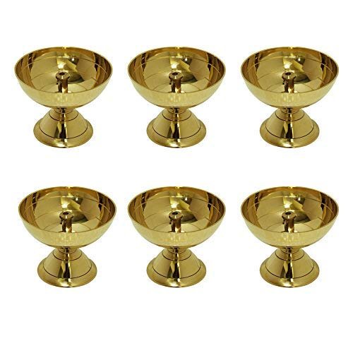 phareLamp Presents Traditional Brass Pyali Deep/Traditional Puja Diya/Pooja Oil Lamp - Piece of Six #Sr-385#Aport-385