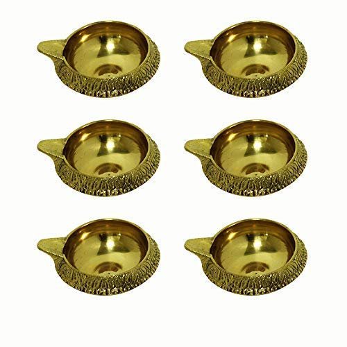 phareLamp Presents Traditional Brass Kubera Vilakku/Traditional Puja Diya Lamp/Pooja Item - Set of 6 Diya Lamps #Sr-334#Aport-334