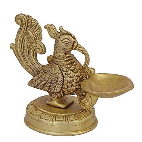 phareLamp Presents Brass Diyas for Pooja - Peacock Bird Design- Deepak for Puja Aarti - Oil Lamp - Pooja Articles Home Dcor Item - Showpieces - House Warming #Sr-672#Aport-672