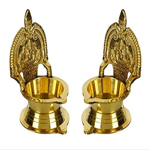 phareLamp Presents Brass Kamakshi Oil Diya for Pooja (Golden, Pack of 2) (Height 11 cm) #Sr-438#Aport-438