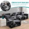 LiveGo L Shape Sofa Cover Sectional Couch Slipcover 2 Piece Stretchy Elastic 3 Seater Chaise Sofa Furniture Protector Slip Covers with 4pcs Pillowcases for Living Room Pets Kids (Black1) view 4