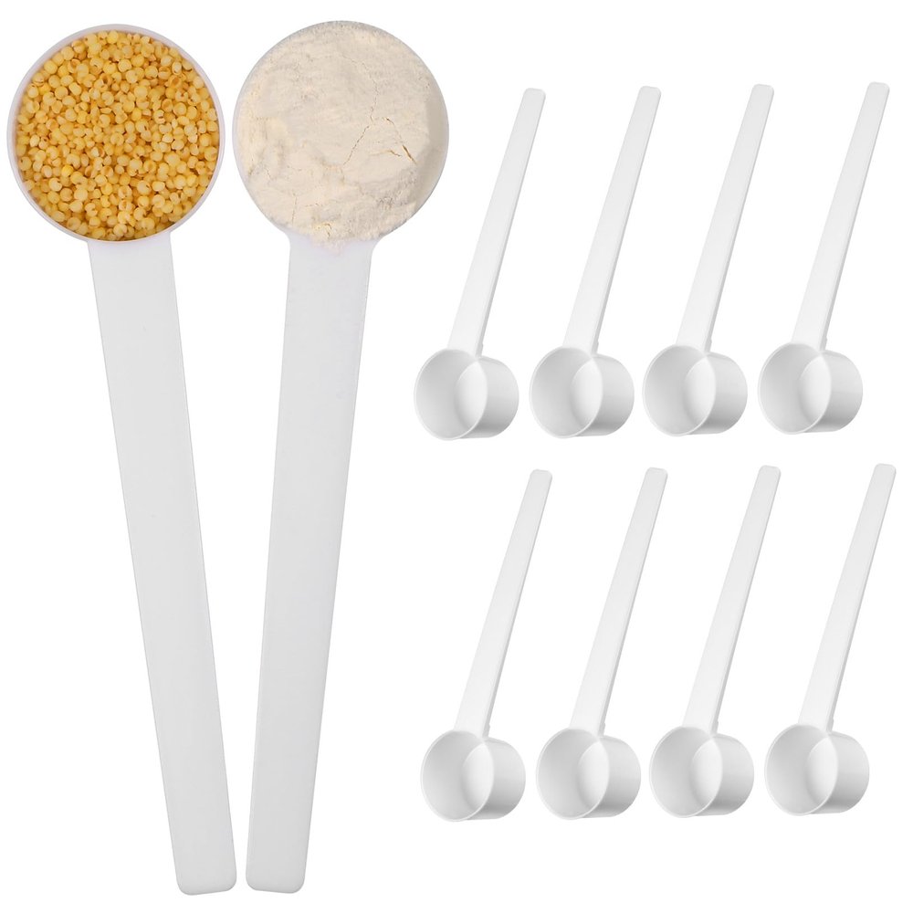 10Pcs Teaspoon Tablespoon Long Handle Scoop, 15ml/ 15cc Food Grade Plastic Tablespoon Measuring, Reusable Coffee Scoops, for Measuring Coffee, Pet Food, Grains, Protein,