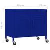 FAMIROSA Steel Storage Cabinet with 2 Doors, Metal Storage Cabinets with 1 Adjustable Shelves and 4 Wheels for Storage, Office, Garage and Utility Room 23.6" x 13.8" x 19.3" Navy Blue view 2