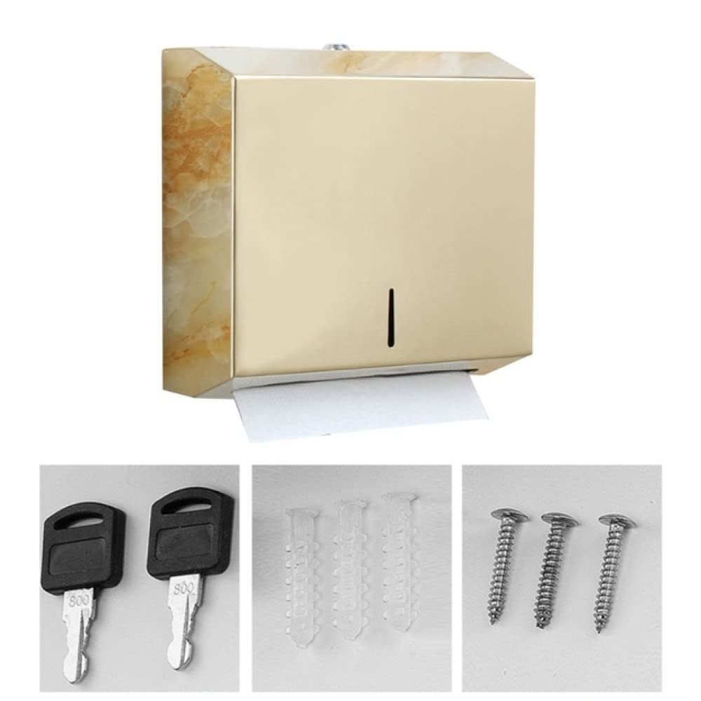 Wall-Mounted Paper Towel Dispenser Brushed Finish Stainless Steel Large Capacity Bathroom Hand Towel Kitchen Tissue Holder Box,GD