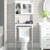 VERYKE Over The Toilet Storage Cabinet Space-Saving Toilet Shelf 3-Tier Bathroom Freestanding Cabinet with Adjustable Shelves and Glass Door for Small Places(White) view 1