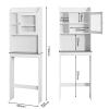 VERYKE Over The Toilet Storage Cabinet Space-Saving Toilet Shelf 3-Tier Bathroom Freestanding Cabinet with Adjustable Shelves and Glass Door for Small Places(White) view 2