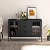 FAMIROSA Steel Sideboard, Metal Storage Cabinets with 3 Drawers and 2 Adjustable Shelves, Sideboard Cabinet Storage for Home Organizer 41.3"x13.8"x27.6" Steel and Tempered Glass Anthracite view 1