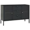 FAMIROSA Steel Sideboard, Metal Storage Cabinets with 3 Drawers and 2 Adjustable Shelves, Sideboard Cabinet Storage for Home Organizer 41.3"x13.8"x27.6" Steel and Tempered Glass Anthracite view 3