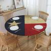 Ykklima Elastic Edged Round Fitted Table Cover - Texas Lone Star State Flag Pattern - Tablecloth Waterproof - Fits Table up 45" - 50" Diameter view 2