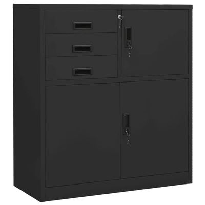 FAMIROSA Office Cabinet Anthracite 35.4"x15.7"x40.2" Steel