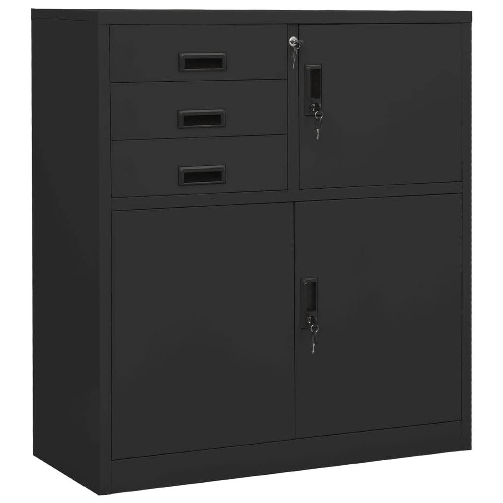 FAMIROSA Office Cabinet Anthracite 35.4"x15.7"x40.2" Steel
