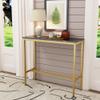 Aklaus 40" Bar Table,Rectangular Industrial Bar Height Table with Sturdy Gold Metal Frame Black Faux Marble Top,Pub High Top Dining Table for Dining Room Living Room Console Entryway view 2