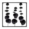 Benjara Wall Decor with Textured Leaves and Metal Frame, Black view 1
