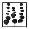 Benjara Wall Decor with Textured Leaves and Metal Frame, Black view 2