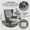 2 Pieces Velvet Wing Back Chair Slipcover,Stretch Soft Chair Cover,Plush Solid Color American Armchair Cover with Cushion Cover for Home Hotel (Light Grey New) view 4