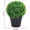 vidaXL 2x Artificial Boxwood Plants with Pots Ball Shaped Outdoor Ball Shaped Realistic Fake Plant Floral Decor Artificial Flower Green view 4